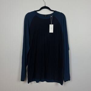 NWT Vince Double Layer Baseball Crew Pima Cotton Dark Blue XL